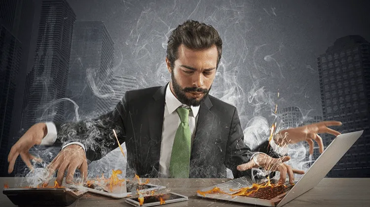 Trader stressed by overtrading and information overload