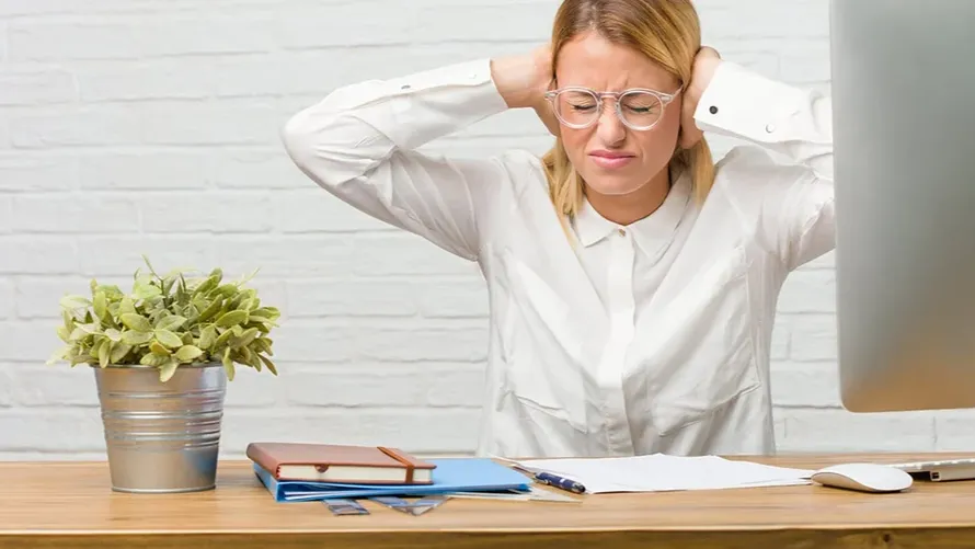 Woman protecting herself from distractions, representing staying calm amid trading noise