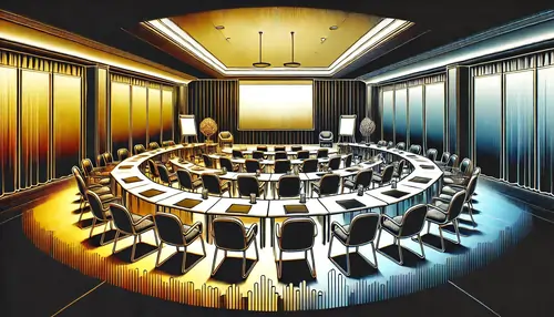 A realistic round chair conference room